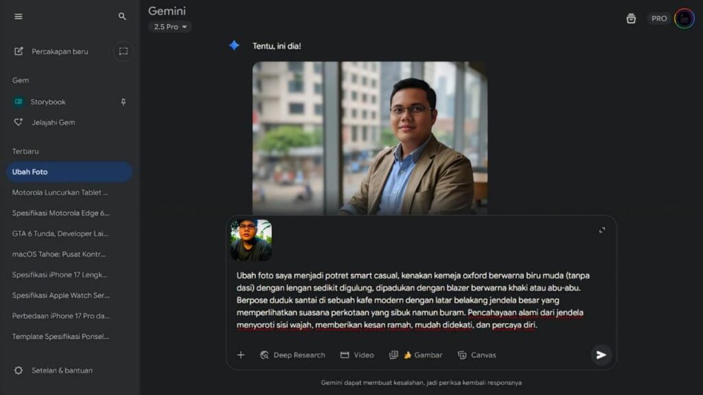Cara mengedit foto seperti studio profesional dengan Google Gemini AI