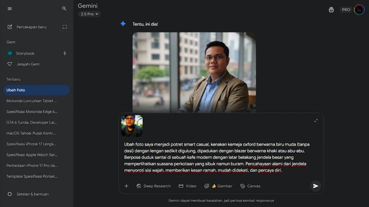 Cara mengedit foto seperti studio profesional dengan Google Gemini AI
