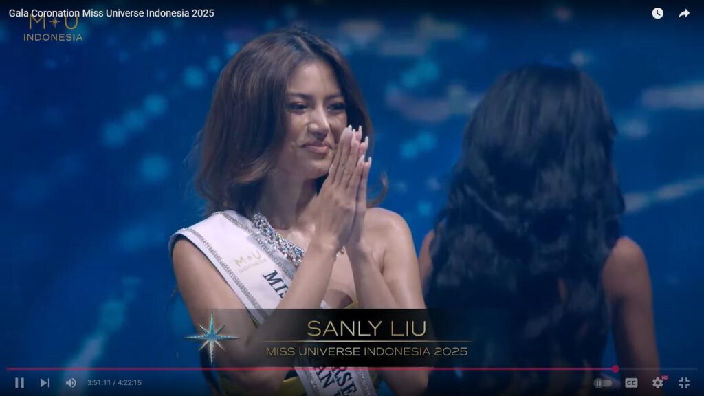 Sanly Liu secara resmi bernama Miss Universe Indonesia 2025