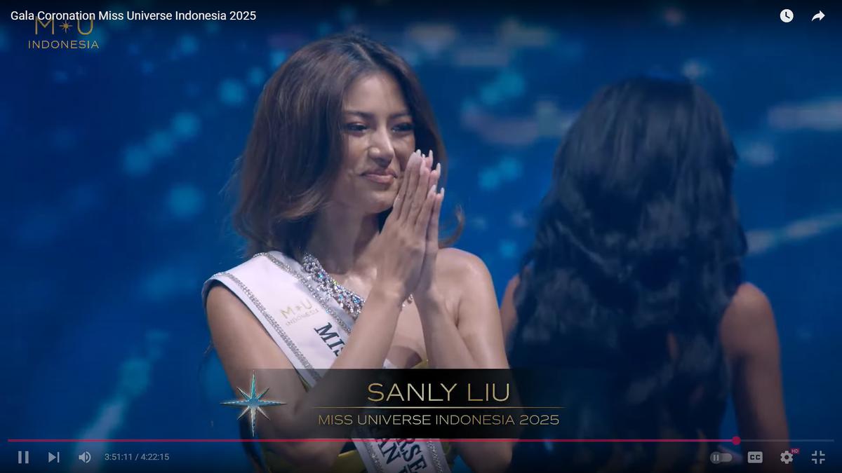 Sanly Liu secara resmi bernama Miss Universe Indonesia 2025