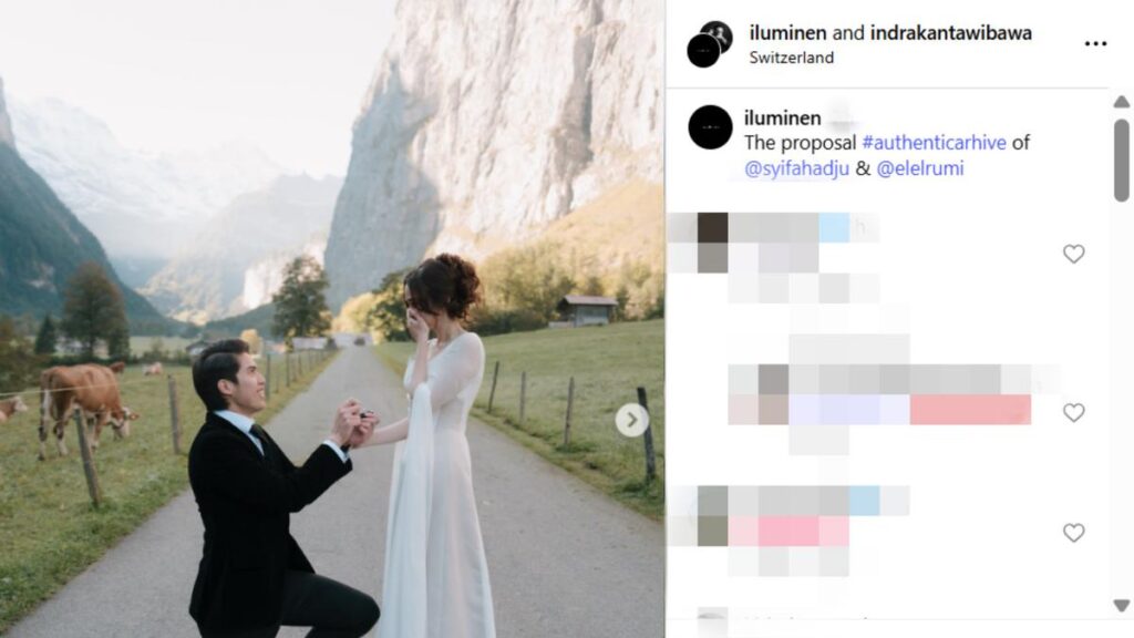 Pesona Syifa Hadju mengenakan gaun Hian Tjen ketika diusulkan untuk El Rumi di Swiss